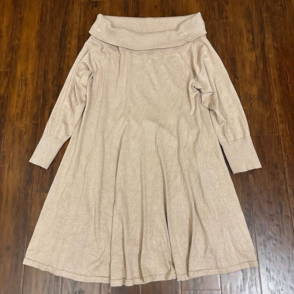TORRID MARILYN MONROE Mini Fluted Sweater Dress Beige Metallic